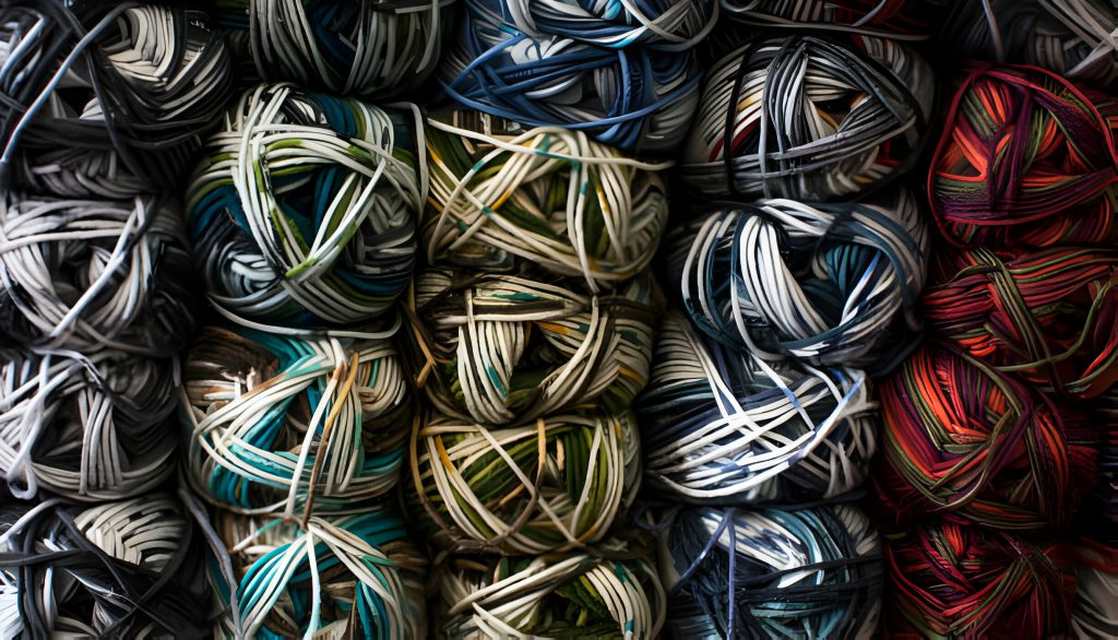 What is knitting material called?